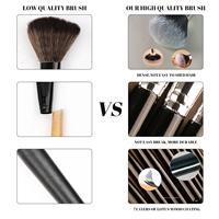 Pinceaux de maquillage vegan de haute qualité à bas prix, poils synthétiques, manche en bois, noirs, ensemble de pinceaux de maquillage personnalisés avec étiquette privée