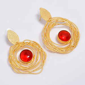 Girls Fashion 14k Gold Plated Brass Gemstone Earrings Handmade Brass Gemstone Jewelry Manufacturer Antique Brass Jewelry - Product Image 1