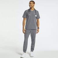 Haut de blouse médicale pour homme, durable, traditionnel, coupe décontractée, extensible, 4 poches, col en V, pour le travail en milieu hospitalier