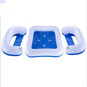 Inflatable Water Chess And <b>Card</b> <b>Table</b> With Floating Chairs For Pool Resort Hotel Use White PVC - Product Image 5