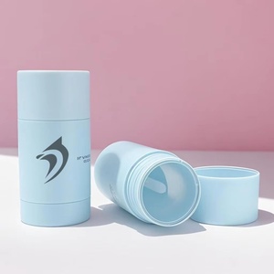 Tube de déodorant en plastique bleu mat à torsion rotative 50g, conteneur vide en plastique noir et blanc pour stick déodorant - Product Image 3