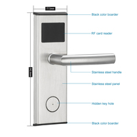 Cerradura de Puerta de Hotel con Software de Gestión, Desbloqueo con Tarjeta, Sistema Electrónico Inteligente de Seguridad, Cerradura de Hotel Integral Inteligente Negra con Llave
