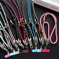 Tali Gantungan Kunci Ponsel 2 in 1 Bahan Polyester dengan Pengait, Tali Pergelangan Tangan Lepas Pasang, Tali Gantung Ponsel Universal Anti-Hilang