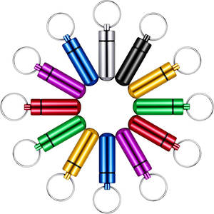 Porte-pilules portable en forme de porte-clés, mini boîte à pilules de poche, contenants en aluminium, flacon à médicaments en métal étanche, organiseur <span class=keywords><strong>pour</strong></span> le camping - Product Image 1