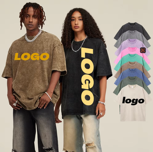 メンズサマーTシャツ ベースレイヤー 半袖 ハグフィット コットン ヴィンテージ風 トレンド 無地 ソリッドカラー OネックTシャツ 200g - Product Image 1