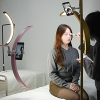 Lampe de sol demi-lune multifonctionnelle Fosoto Gold avec support pour maquillage, tatouage, beauté, lampe lune pour extension de cils