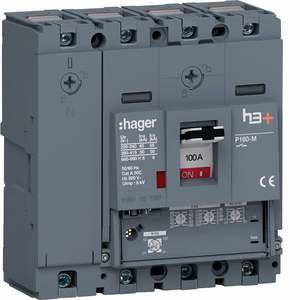 HMS101GC Personalizzabile con interruttore automatico scatolato Hagers H3+ P160 LSNi 4P 50kA 100A regolabile neutro - Product Image 1