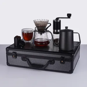 Dökün kahve seti manuel değirmeni kupa seyahat çantası taşınabilir kahve makinesi seti