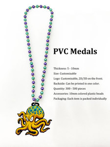 Custom Eco-Friendly Silicone PVC Sports <strong>Medals</strong> with Cartoon Animal Design Personalized Logo Colored <strong>Plastic</strong> Beads - Product Image 3