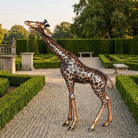 Statue de girafe élégante en bronze poli, sculptée à la main par procédé de fonte à la cire perdue, sculpture de faune, figurine de mascotte tendance