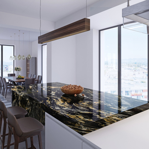 <span class=keywords><strong>Encimeras</strong></span> de Granito Negro Magma Dorado de Brasil, Diseño Moderno de Lujo, Losa Grande Pulida con Capacidad de Solución de Diseño Gráfico - Product Image 3
