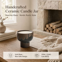 Pot à bougie en céramique mat givré avec éclaboussures de glaçure, support de bougie, contenant pour bougie parfumée, décoration nordique pour la maison, vente en gros OEM