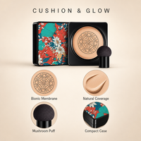 Krim BB Mineral Cushion Grosir, Foundation Kompak Warna Beige Alami, Puff Membran Bionik, Tahan Lama, Tabir Surya, Riasan untuk Semua Jenis Kulit