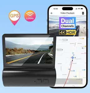 Wifi doble lente vehículo DVR tablero grabadora de vídeo frontal y trasera dashcam 4K Cámara Dash CAM Monitor coche caja negra