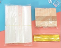 100 pièces de sacs d'emballage pour glaces, bâtonnets de glace en bois et attaches torsadées métalliques dorées pour la fabrication de glaces DIY