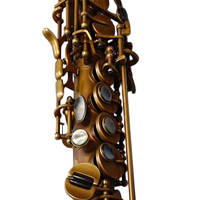 Hand-Engraved One-Piece Brass Soprano Saxophone Bb Key Vintage Lacquer Curved Neck Professional Soprano saxophone