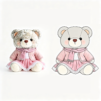 Ours en peluche gris bouclé style mignon avec jupe à bordure dentelle, tenue personnalisable, jouet en peluche super doux avec logo sur mesure