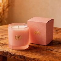 Pot à bougie en verre givré de luxe, carré et géométrique, 8oz, 10oz, 12oz, avec couvercle, pour marque privée, directement de l'usine