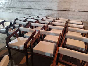 Silla de comedor de brazo alto de Sheesham sólido, PU cojín de cuero, muebles modernos para el hogar, oficina, sala de estar, apartamento para Bar en casa - Product Image 6