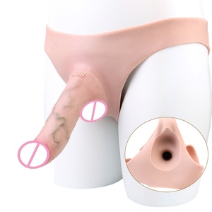 FAAK Silicone Wearable <b>Dildo</b> Panties Briefs Cock Enlargement Elastic Harness Strap-On Hollow <b>Dildo</b> Penis Sleeve Sex Toys for Men - Product Image 5