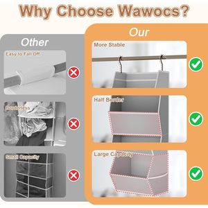 Hanging Closet Organizer 4 <b>Shelf</b> Foldable Fabric Storage For Bedroom Clothes With Mesh Pockets <b>Hook</b> Type 33x15x85cm - Product Image 4