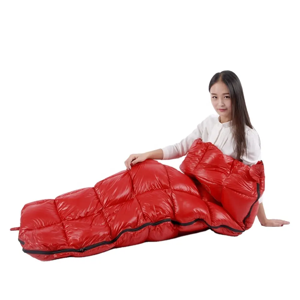 Impermeable al aire libre campamento bolsas de dormir OEM ganso/pato para acampar 800/1000 relleno de clima frío invierno 1 bolsa de compresión