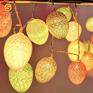 Batteriebetriebene Plastik-Kugel Bunte Osterei-Lichterkette für Innen und Außen LED-Lichterkette Warmweiß mit Blinkfunktion 2m/3m Länge IP20 - Product Image 1