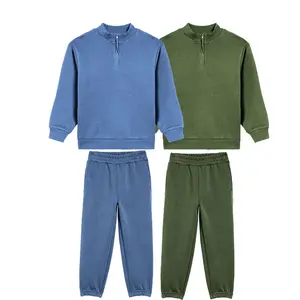 Big Boys Long Sleeve Fleece Relaxed Fit Sweat Suit Custom Kids Winter Tracksuit Set Pullover Sweatsuit Jogger Set Toddler girls