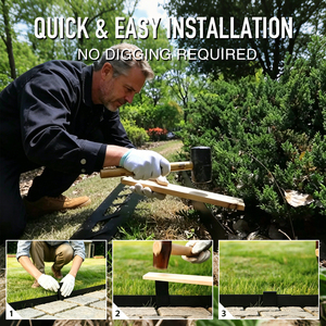 HUGELEAF Steel No-Dig Easy Install Black Flexible Rectangle <b>Metal</b> Garden Lawn <b>Edging</b> <b>Border</b> with Landscape Stakes - Product Image 3