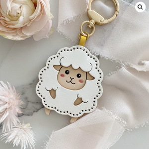 Creative and cute lamb PU <b>leather</b> <b>keychain</b> car key pendant accessories unisex bag charms - Product Image 2