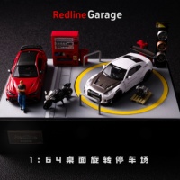 Modèle de garage de stationnement rotatif à l'échelle 1/64 avec plateau tournant pour drift, diorama d'exposition pour voitures miniatures (20x18x12.5cm)