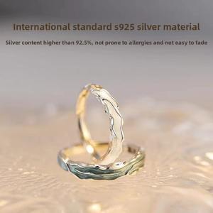 แหวนคู่รักเจียนเจียไป๋ลู่ แหวนสแตนเลสสตีลดีไซน์เก๋ไก๋ทันสมัย ของขวัญวันเกิดที่สมบูรณ์แบบสำหรับผู้ชายและผู้หญิง - Product Image 4