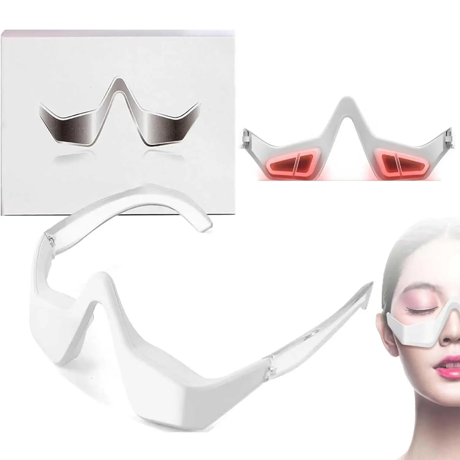 Venta caliente EMS 3D Gafas de masaje de ojos debajo del ojo Eliminación de Círculos oscuros Masajeador de ojos 3D usable