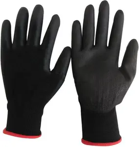 Gants de travail avec Logo personnalisé, 1 paire, manicle en cuir PU noirs, tricoté à la Machine, gants en cuir PU pour l'industrie automobile