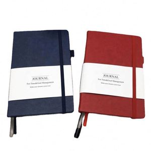 Carnet en cuir A5 avec couverture rigide et bande élastique, logo personnalisé - Product Image 1
