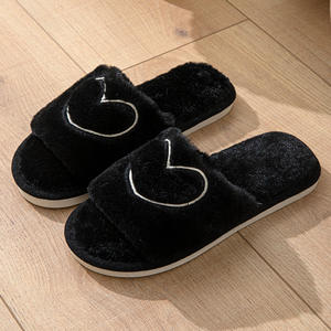 Punta aperta da interno per pantofole da donna peluche morbido Sole con stampa a cuore <span class=keywords><strong>eleganti</strong></span> scarpe <span class=keywords><strong>comode</strong></span> per la casa - Product Image 4