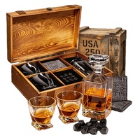 Accessoires de bar, ensemble de carafes à whisky, boîte de rangement en bois, verres à whisky écossais, kit cadeau, logo personnalisé