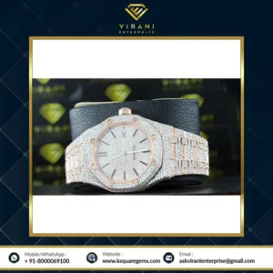 Nuevo y Elegante Reloj de Lujo de Acero Inoxidable de Alta Calidad con Diamantes Incrustados y Moissanita, Diseño Unisex, Exportación de la India - Product Image 2