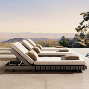 <span class=keywords><strong>Lit</strong></span> de soleil en bois avec parasol à baldaquin Mobilier d'extérieur pour piscine, plage, jardin, hôtel | Chaise longue de luxe avec parasol - Product Image 3