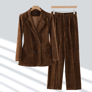 <span class=keywords><strong>Veste</strong></span> de costume en <span class=keywords><strong>velours</strong></span> pour femmes haut de gamme pour automne hiver conception épaisse vêtements de travail professionnels à manches longues - Product Image 6