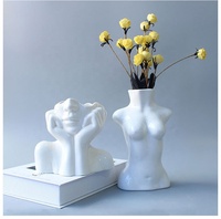 Vase de fleurs en céramique en forme de lapin, fait main, écologique, en résine, style Art Déco, avec motif géométrique abstrait, pour anniversaire, salon