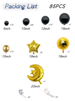Kit de guirlande de ballons Superwin noir et or, décoration de fête, confettis en vrac, arc de ballons métalliques pour décor de Eid Mubarak Aid Moubarak