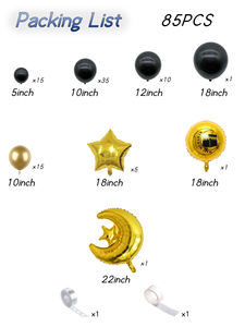 Kit de guirlande de ballons Superwin noir et or, décoration de fête, confettis en vrac, arc de ballons métalliques pour décor de Eid <span class=keywords><strong>Mubarak</strong></span> <span class=keywords><strong>Aid</strong></span> Moubarak - Product Image 2