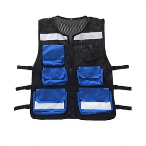 Royal & <b>Black</b> Hi Vis Reflective Safety Vest High Visibility Mesh Waistcoat with Multi-Pockets Customizable Logo Support - Product Image 1