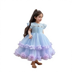 Robe de princesse à manches bouffantes pour filles, très vendue, avec dentelle et tulle, coupe trapèze, robe de fête Koko San - Product Image 1
