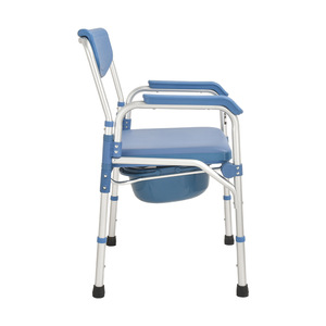 Thickened Aluminum Alloy Nursing <b>Commode</b> Chair Sky Blue 5-Speed Height Adjustable <b>Folding</b> With Removable Toilet For Disabled - Product Image 4