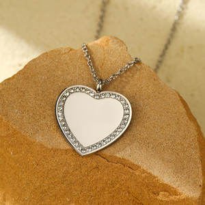 จี้สร้อยคอแฟชั่นสแตนเลสสตีล 316L แบบกำหนดเอง สร้อยคอเครื่องประดับชั้นดี สร้อยคอเปล่าประดับเพชรซิร์คอนสำหรับสลักชื่อ - Product Image 2