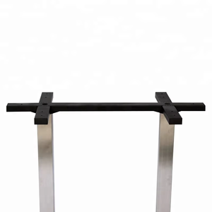 Base de <span class=keywords><strong>table</strong></span> à double colonne en acier inoxydable brossé, piétement robuste pour tables de café rectangulaires - Product Image 4