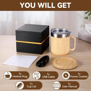 Custom Eco-friendly Double Wall Stainless Steel Bamboo Shell Coffee Mug Water Tumbler <b>Cup</b> With Lid and Handle - Product Image 3