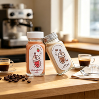 Conteneur à boisson en verre transparent carré portable de 2 oz, mini bouteille en verre pour café froid, lait à la fraise, jus, pour coffret cadeau